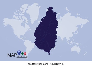 Map of Saint Lucia, High detailed blue vector map - Saint Lucia. - Vector