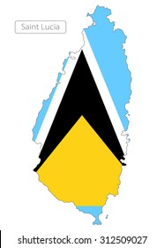 Map of Saint Lucia with an official flag. North America. Illustration on white background