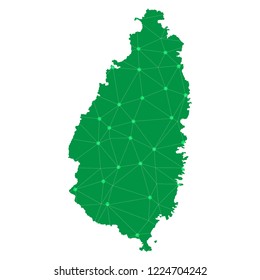 Map of Saint Lucia from Polygonal wire frame low poly mesh,Saint Lucia map Vector Illustration EPS10.
