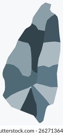 Mapa de Santa Lucía con regiones. Solo un simple mapa de la frontera del país con la división de la región. Paleta de colores gris azul. Piso en forma de Santa Lucía con división administrativa. Ilustración vectorial.