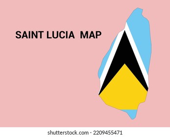 Map of Saint Lucia, Saint Lucia vector illustration, Saint Lucia Map with the National Flag.