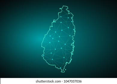 Map of Saint Lucia. Wire frame 3D mesh polygonal network line, design sphere, dot and structure. communications map of Saint Lucia. Vector Illustration EPS10.