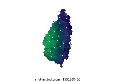 Map of Saint Lucia. Wire frame 3D mesh polygonal network line, design sphere, dot and structure. communications map of Saint Lucia. Vector Illustration EPS10.