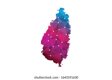 Map of Saint Lucia. Wire frame 3D mesh polygonal network line, design sphere, dot and structure. communications map of Saint Lucia. Vector Illustration EPS10.