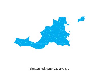 Map of Saint Martin from Polygonal wire frame low poly mesh,Saint Martin map Vector Illustration EPS10.