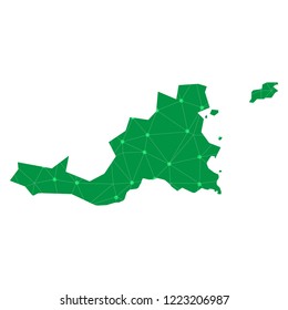 Map of Saint Martin from Polygonal wire frame low poly mesh,Saint Martin map Vector Illustration EPS10.