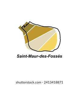 Karte von Saint Maur des Fosses City, Design-Illustration, Vektorsymbol, Zeichen, Umriss, Weltkarte, internationale Vektorvorlage auf weißem Hintergrund