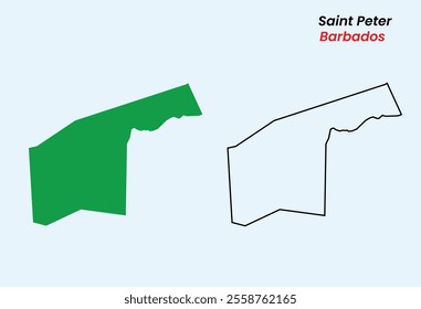 Map of Saint Peter, Map of Saint Peter with an outline fill, Map of Barbados state Saint Peter, Vector Illustration, Barbados .