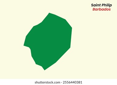 Map of Saint Philip, Map of Saint Philip with fill colour, Map of Barbados state Saint Philip, Vector Illustration, Barbados.
