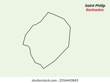 Map of Saint Philip, Map of Saint Philip with an outline, Map of Barbados state Saint Philip, Vector Illustration, Barbados .