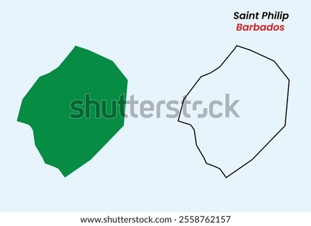 Map of Saint Philip, Map of Saint Philip with an outline and fill, Map of Barbados state Saint Philip, Vector Illustration, Barbados .