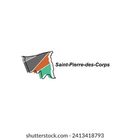 Karte von Saint Pierre Des Corps City Design Illustration, Vektorsymbol, Zeichen, Umriss, Weltkarte, internationale Vektorvorlage auf weißem Hintergrund