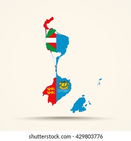 Map of Saint Pierre and Miquelon in Saint Pierre and Miquelon flag colors


