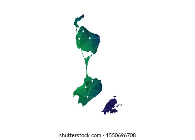 Map of Saint Pierre and Miquelon. Wire frame 3D mesh polygonal network line, design sphere, dot and structure. communications map of Saint Pierre and Miquelon. Vector Illustration EPS10.