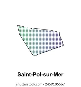 Map of Saint Pol sur Mer City with gradient color, dot technology style illustration design template, suitable for your company