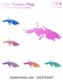Map of Saint Thomas with beautiful gradients. Authentic set of island maps. Fancy vector illustration.