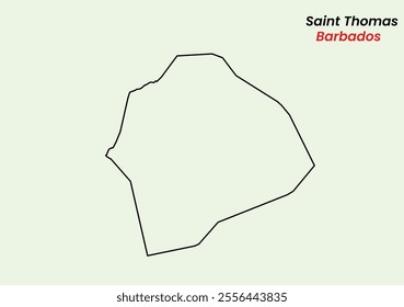 Map of Saint Thomas, Map of Saint Thomas with an outline, Map of Barbados state Saint Thomas, Vector Illustration, Barbados .