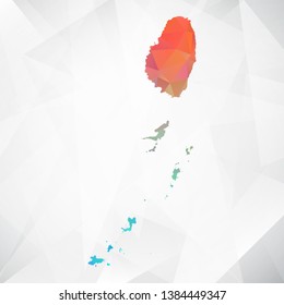 Map of Saint Vincent and the Grenadines. Colorful Geometric Rumpled Triangular , Polygonal Design For Your . Vector illustration eps 10.