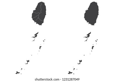 Map - Saint Vincent and the Grenadines Couple Set , Map of Saint Vincent and the Grenadines,Vector illustration eps 10.