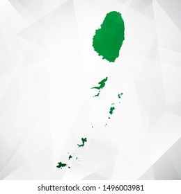 Map of Saint Vincent and the Grenadines - Green Geometric Rumpled Triangular , Polygonal Design For Your . Vector illustration eps 10.