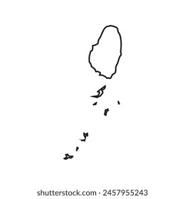 map of Saint Vincent and the Grenadines line icon. Illustration vector graphic of map of Saint Vincent and the Grenadines.