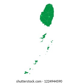 Map of Saint Vincent and the Grenadines from Polygonal wire frame low poly mesh,Saint Vincent and the Grenadines map Vector Illustration EPS10.