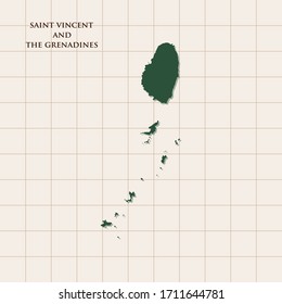 Mapa de la plantilla de diseño de vectores de San Vicente y las Granadinas