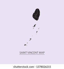 Map of Saint Vincent - High detailed map violet outline map with caption on violet background.Abstract design vector illustration eps 10.