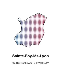 Map of Sainte Foy les Lyon City with gradient color, dot technology style illustration design template, suitable for your company