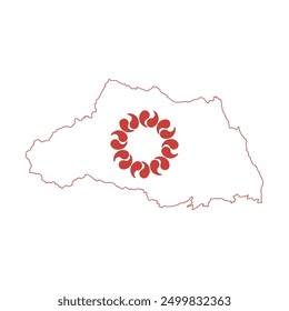 Mapa de la prefectura de Saitama con su bandera oficial aislada sobre fondo blanco. Ilustración vectorial
