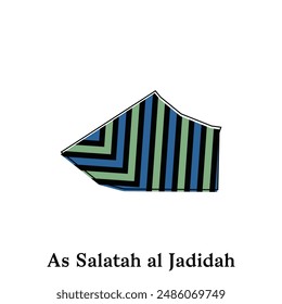 Mapa de As Salatah Al Jadidah Plantilla de diseño de Vector, fronteras nacionales e ilustración de ciudades importantes sobre fondo blanco