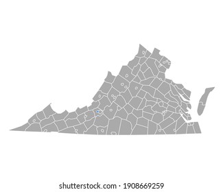 Map of Salem in Virginia on white