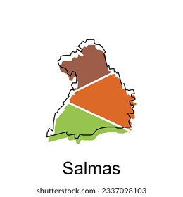 Mapa de la plantilla de diseño de ilustración de Salmas, formas geométricas y estilo de líneas aisladas en fondo blanco