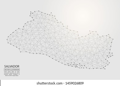 A map of Salvador consisting of 3D triangles, lines, points, and connections. Vector illustration of the EPS 10.