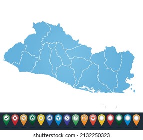 Map of Salvador republic with provincies