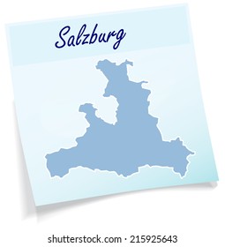 Map of salzburg as sticky note in blue