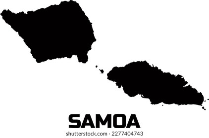   Map of SAMOA countries  in black.  With the caption of the country name  " SAMOA". 