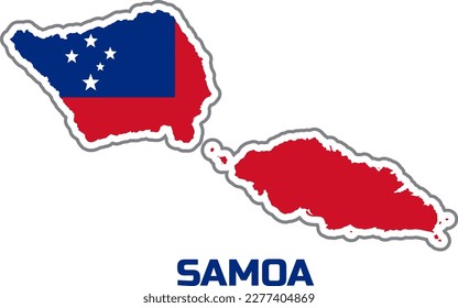 Map of the SAMOA country  in the  colors of  the flag of the SAMOA country.  With the caption of the country name "SAMOA".