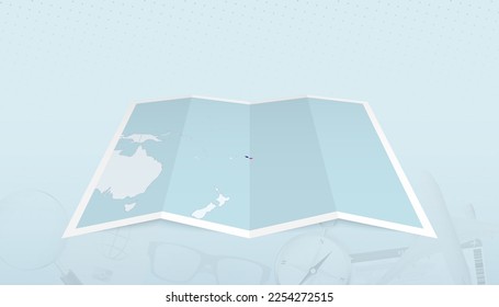 Map of Samoa with the flag of Samoa in the contour of the map on a trip abstract backdrop. Travel illustration.