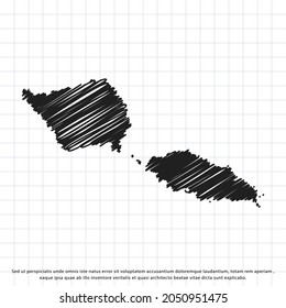 Map of Samoa freehand drawing on a sheet of exercise book. Vector illustration.