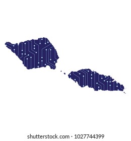 Map of samoa, High Detailed Blue Map of Samoa isolated on white background. Blue gradient Samoa map. Detailed, Mercator projection. Vector illustration eps 10.