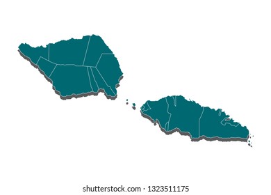 Map of samoa, High Detailed Blue Map of Samoa isolated on white background. Blue gradient Samoa map. Detailed, Mercator projection. Vector illustration eps 10. - Vector