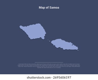 Mapa de Samoa, silueta de Vector minimalista en azul suave sobre fondo oscuro