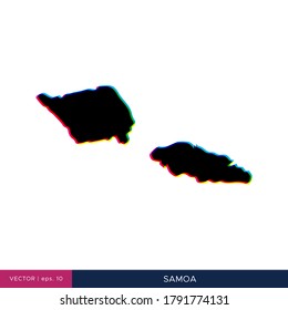 Map of Samoa in multicolor style on the border vector design template