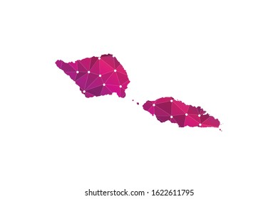 Map of Samoa. Wire frame 3D mesh polygonal network line, design sphere, dot and structure. communications map of Samoa. Vector Illustration EPS10.