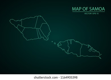Map of Samoa,Green map on dark background of map of Samoa symbol for your web site design map. Vector illustration eps 10.
