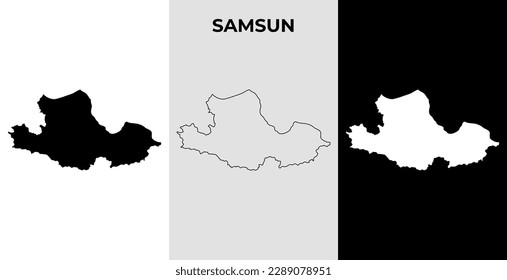 Map of Samsun, Turkey region outline silhouette vector illustration, scribble sketch City of Samsun map