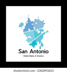 Map Of San Antonio City Geometric Creative Logo