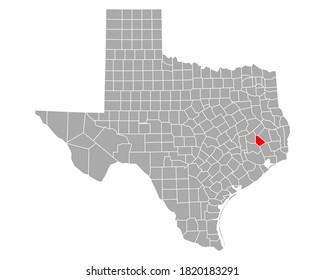 Map of San Jacinto in Texas on white