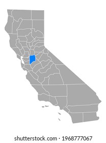 Map of San Joaquin in California on white